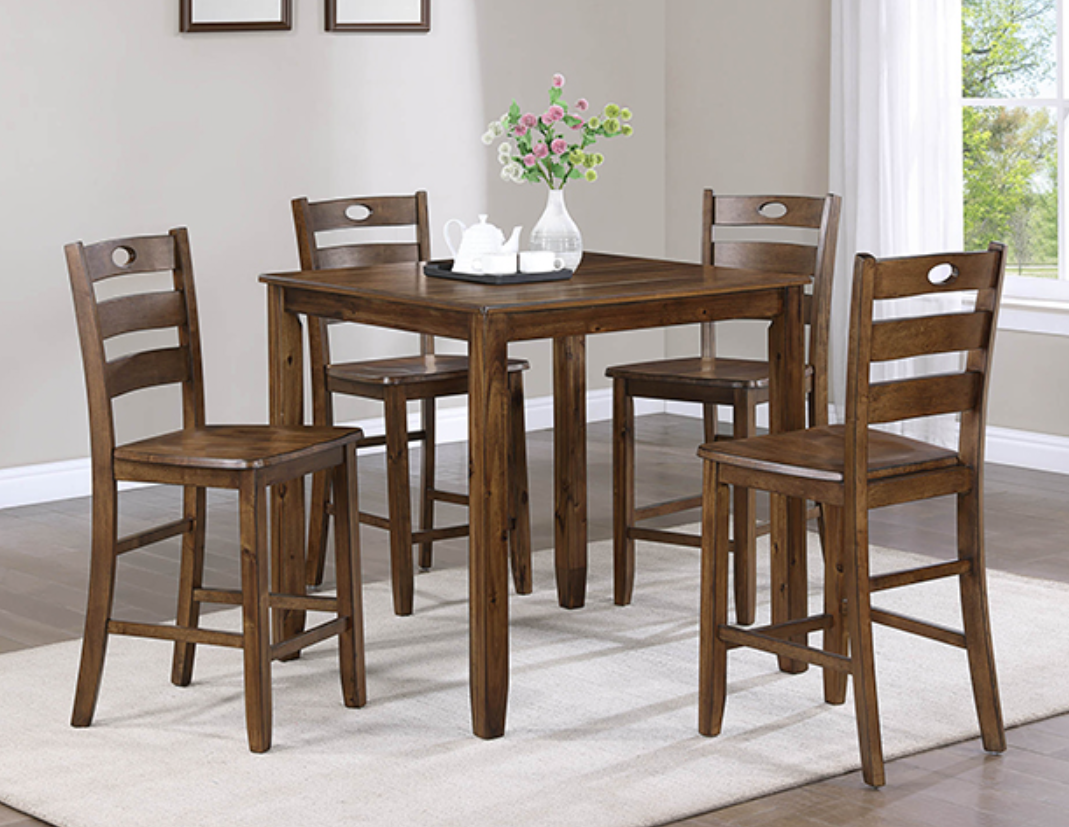 Ashton 5-PC Counter Height Table & 4) Chairs; Woodgrain Finish