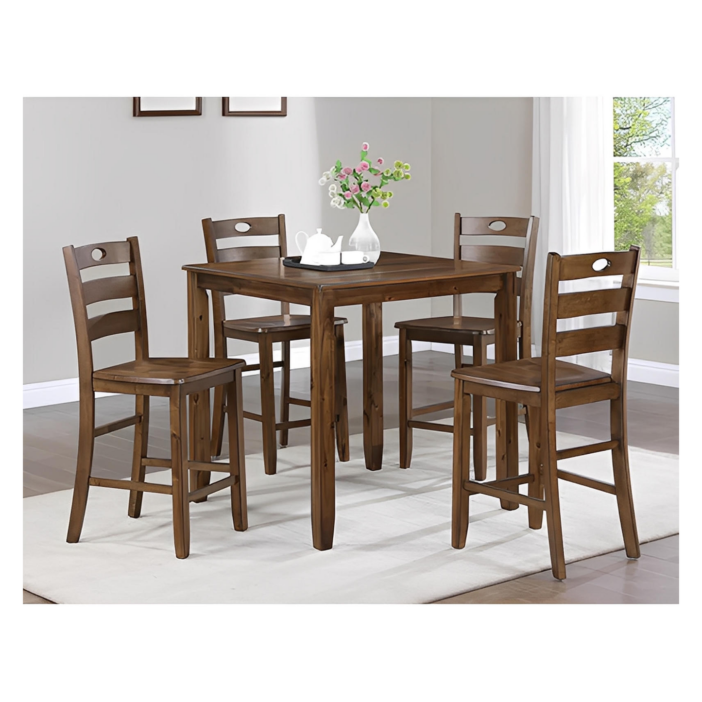 Ashton 5-PC Counter Height Table & 4) Chairs; Woodgrain Finish