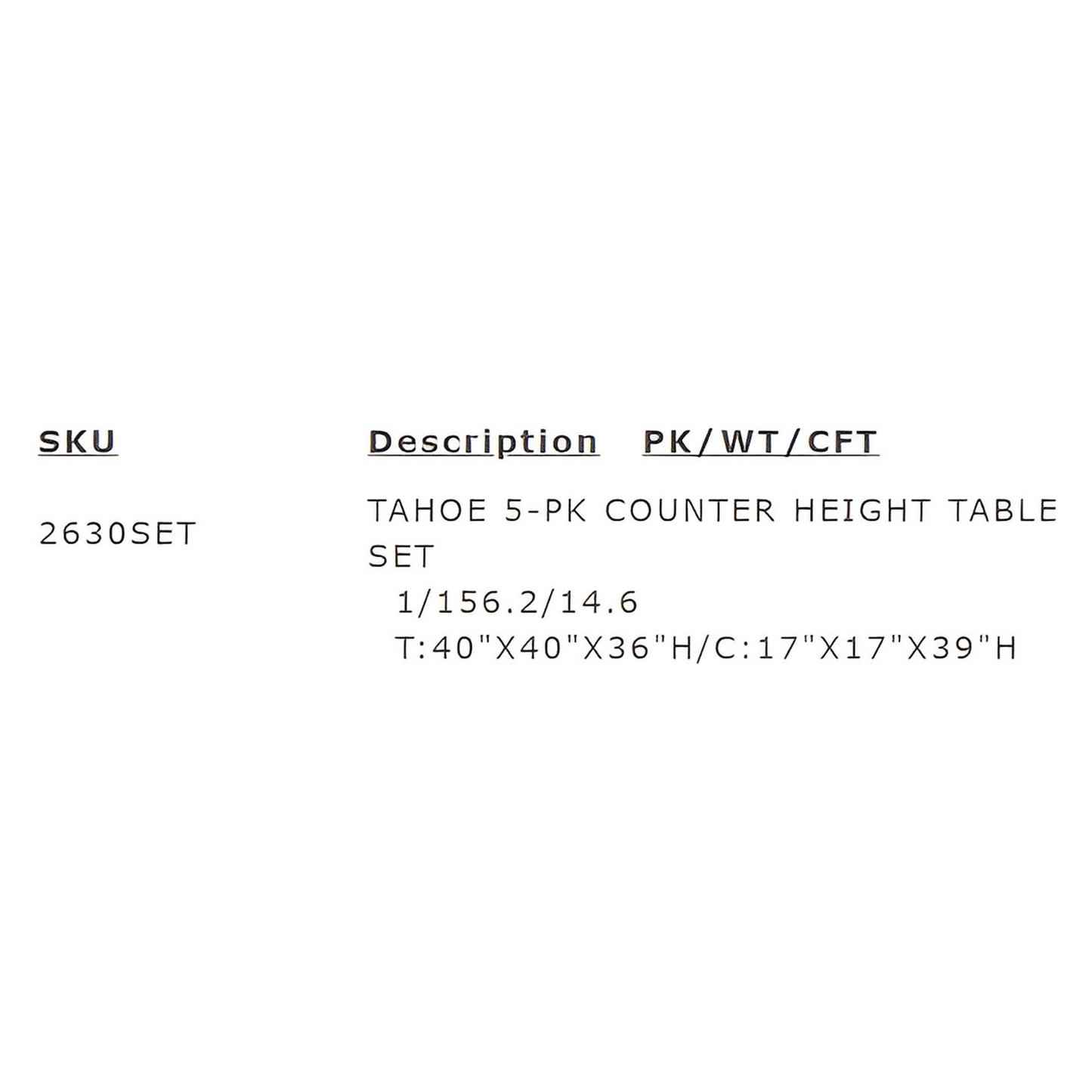 Tyler 5-PC Counter Height Table & 4) Chairs; Dark Brown