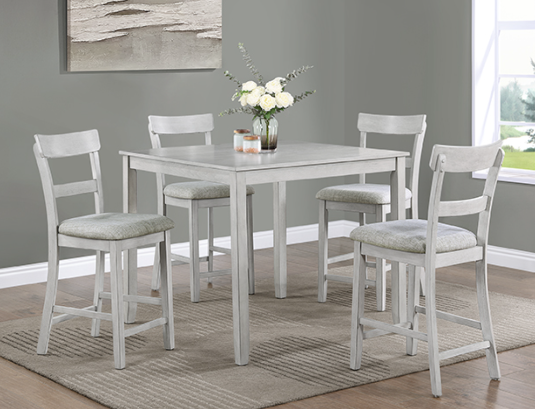 Darby 5PC Counter Height Table & 4) Chairs; Light Gray