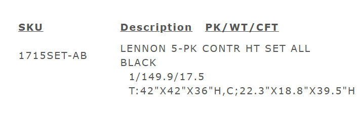 Lennix 5-PC Counter Height Table & 4) Chairs; Bold, Striking, Black