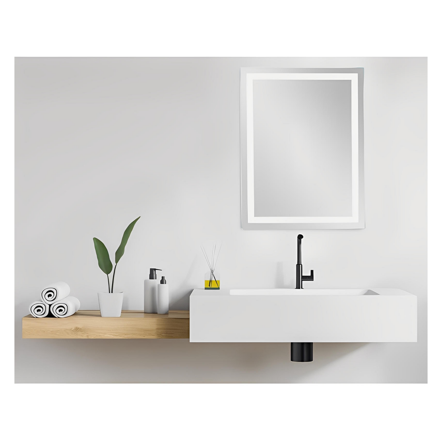 ZEPHYR LED LIGHTED BATHROOM VANITY RECTANGLE MIRROR - 26 x 20