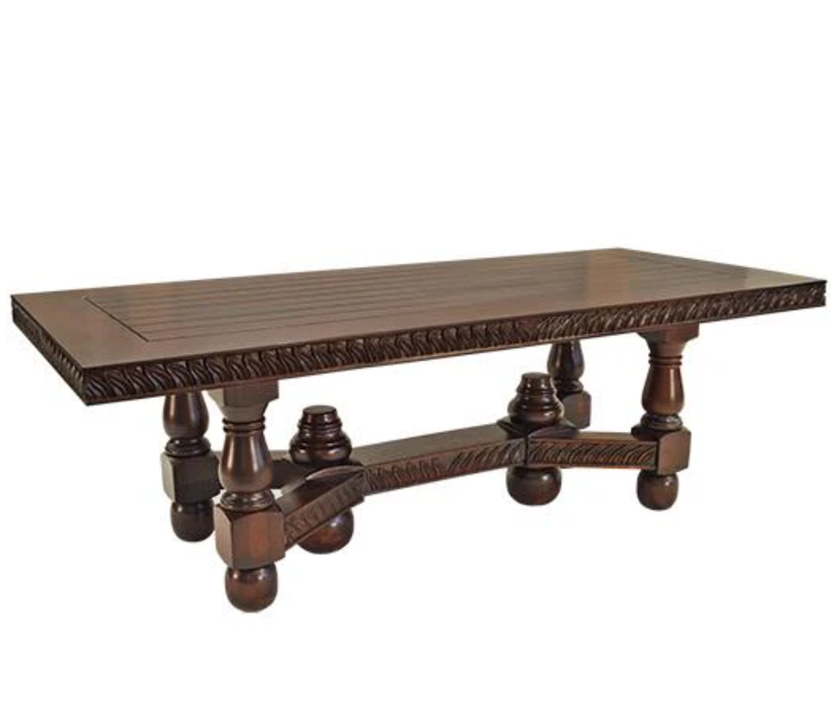 Rich River Dining Table | Hand-Carved Wood | High-Class Finish | 98 x 48 x 32