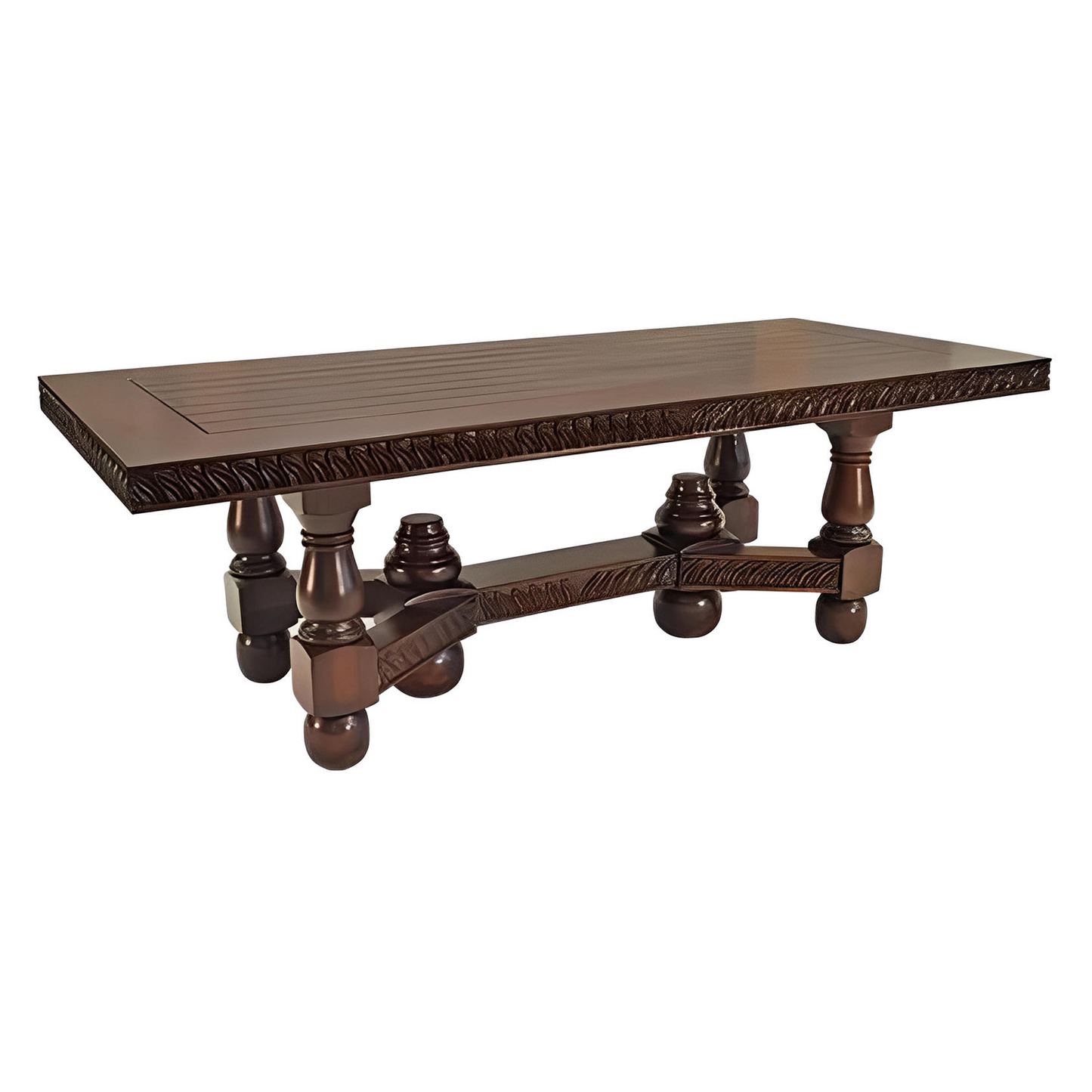 Rich River Dining Table | Hand-Carved Wood | High-Class Finish | 98 x 48 x 32