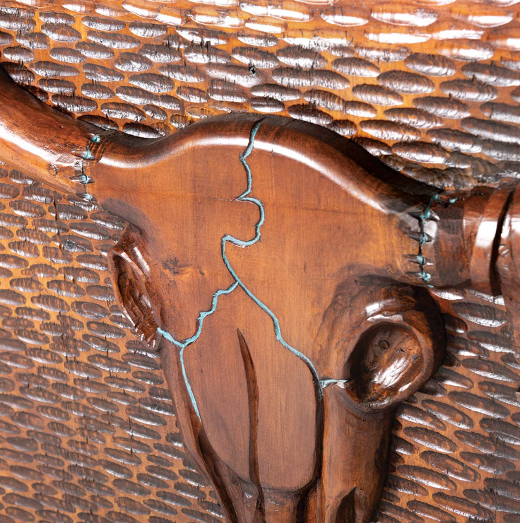 LONGHORN LEGACY BAR WITH BULL SKULL & HANGING FEATHER
