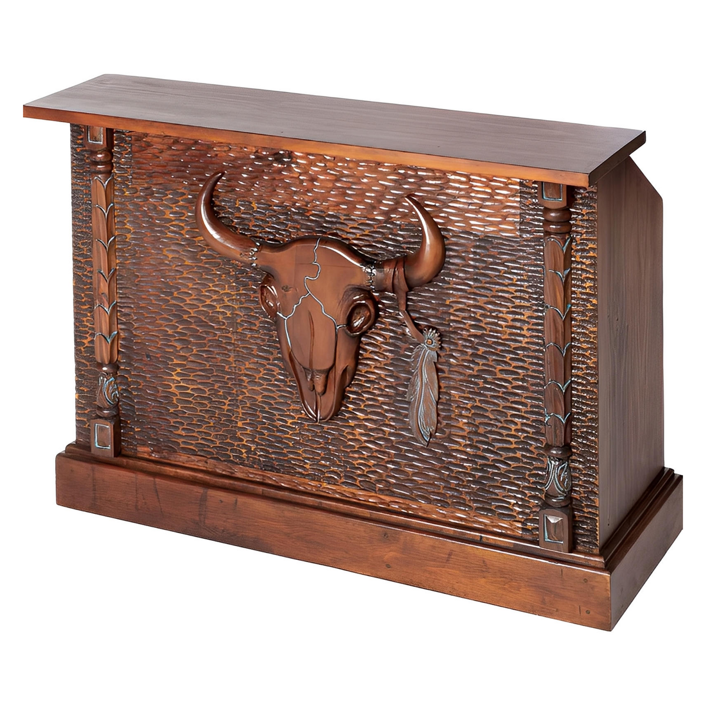 LONGHORN LEGACY BAR WITH BULL SKULL & HANGING FEATHER