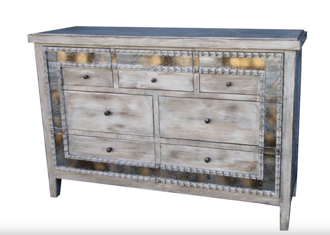 ISABELLE BEDROOM SET | 87" Tall | Antique Mirror Details | Includes Delivery and Assembly