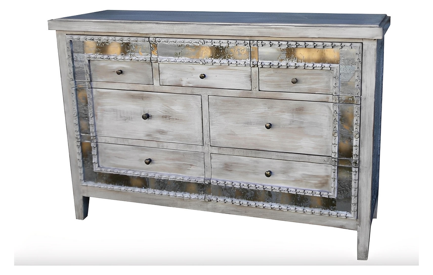 ISABELLE BEDROOM SET | 87" Tall | Antique Mirror Details | Includes Delivery and Assembly