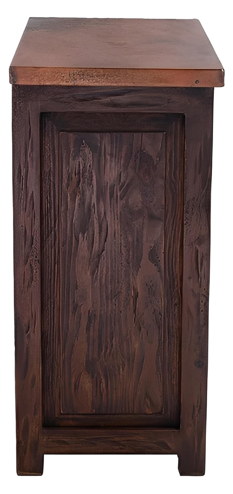 Sierra Saddle Dark Walnut Bedroom Set (5-Piece) With Dark Red Crocodile Print Leather & Strap Accents, Hand-Carved - Includes Full Service Delivery