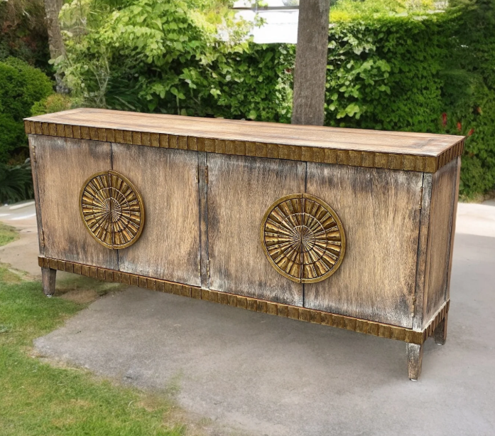 Thibaudiere Weathered Brown Dining Room Buffet Table - 17 x 79 x 36