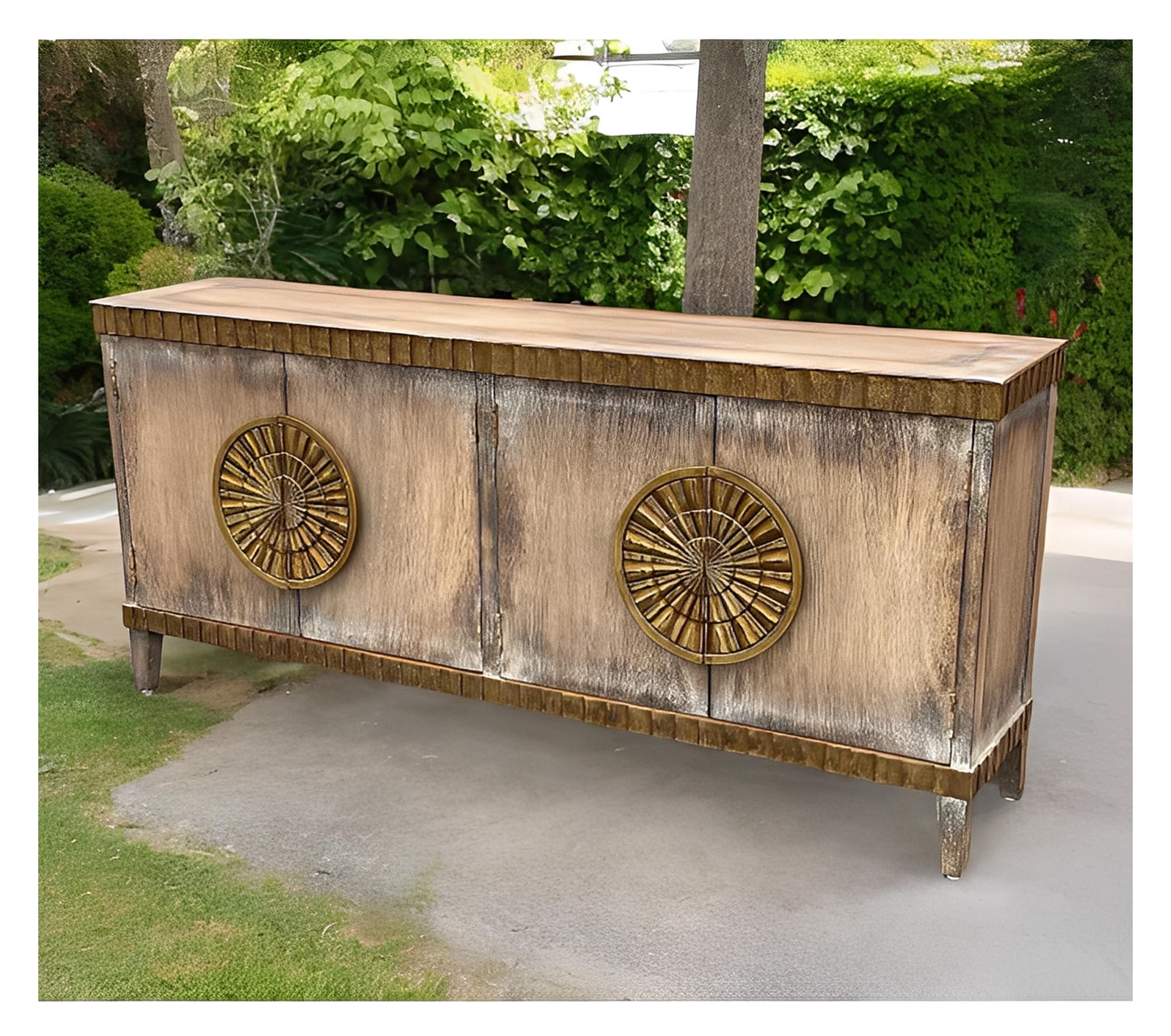 Thibaudiere Weathered Brown Dining Room Buffet Table - 17 x 79 x 36