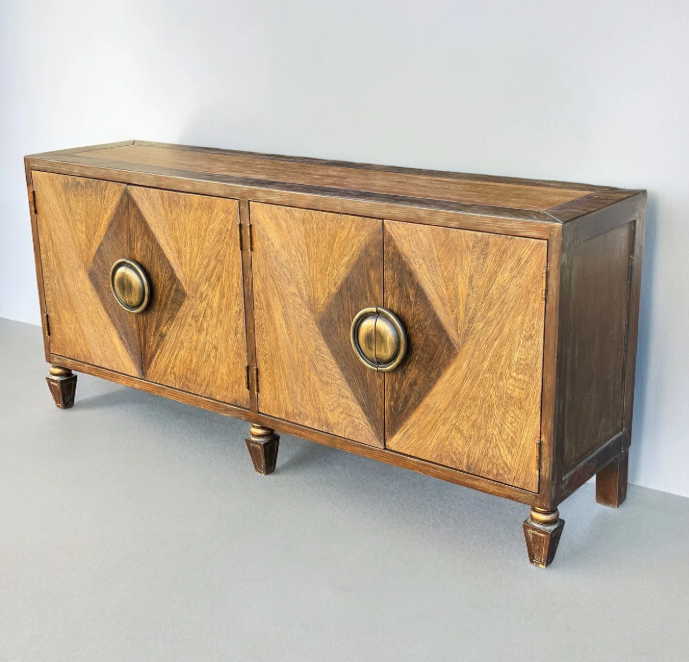 Asti Walnut European Heritage Dining Room Buffet Table 19.5 x 79 x 36