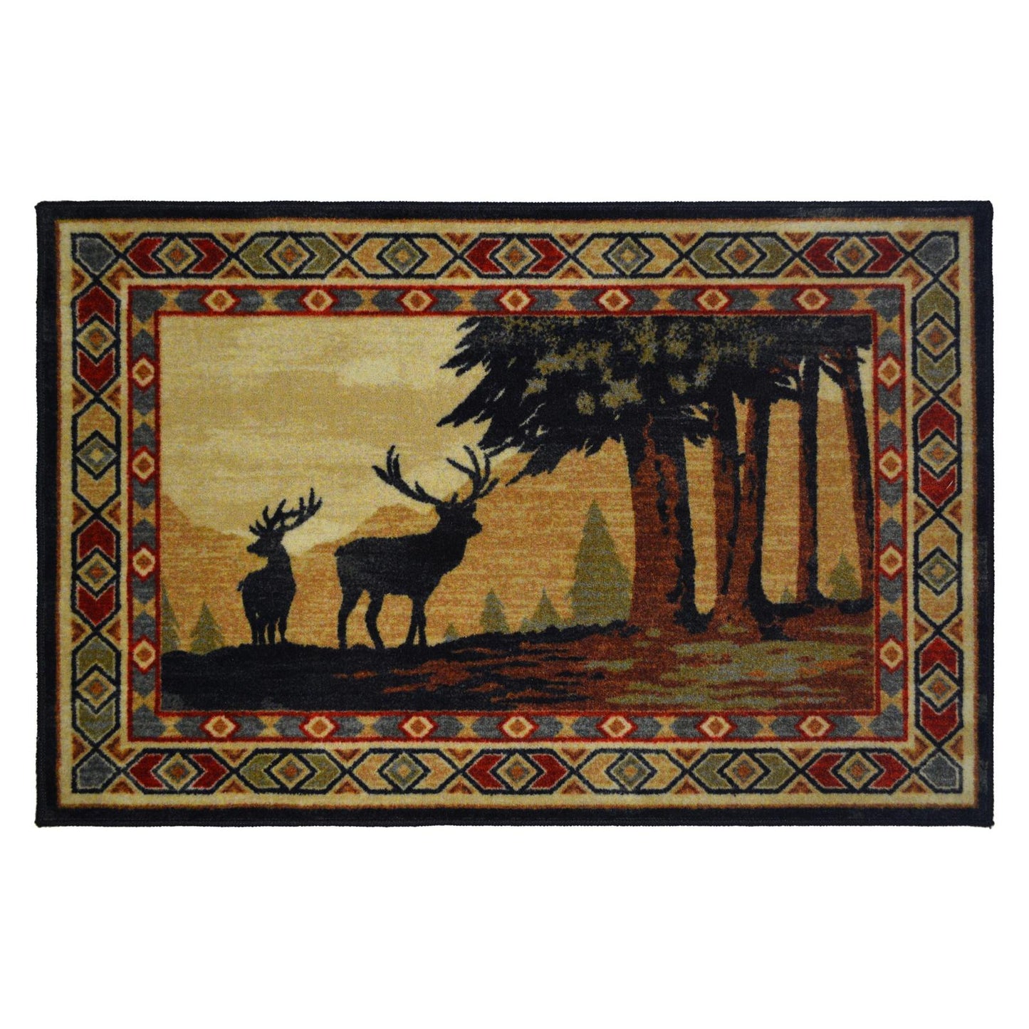 Cozy Cabin Southwest Deer 30"x46" Washable; Slip-Resistant Back, Made in the USA, 8mm pile height
