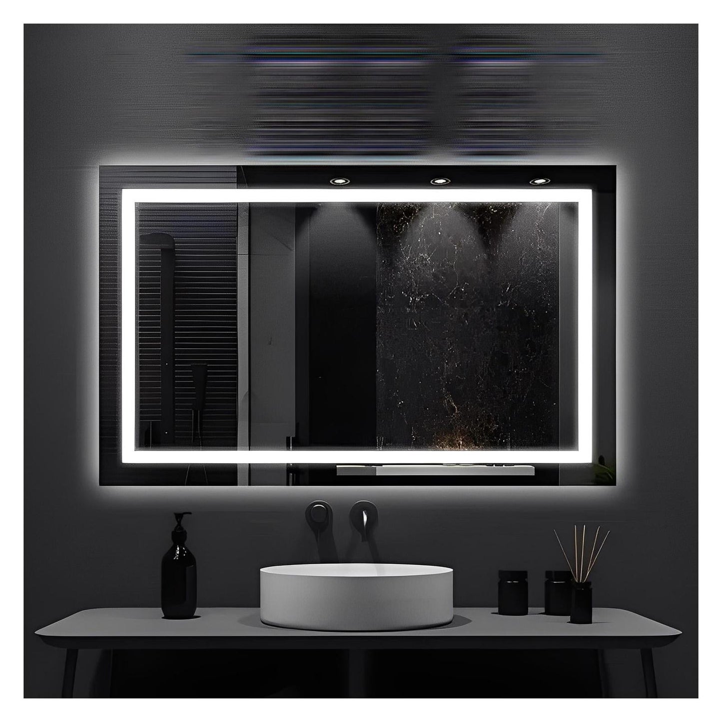 Center Glow and Backlit LED Bathroom Mirror (40 to 50 in) - Adjustable Brightness and Color Temperature - Anti-Fog