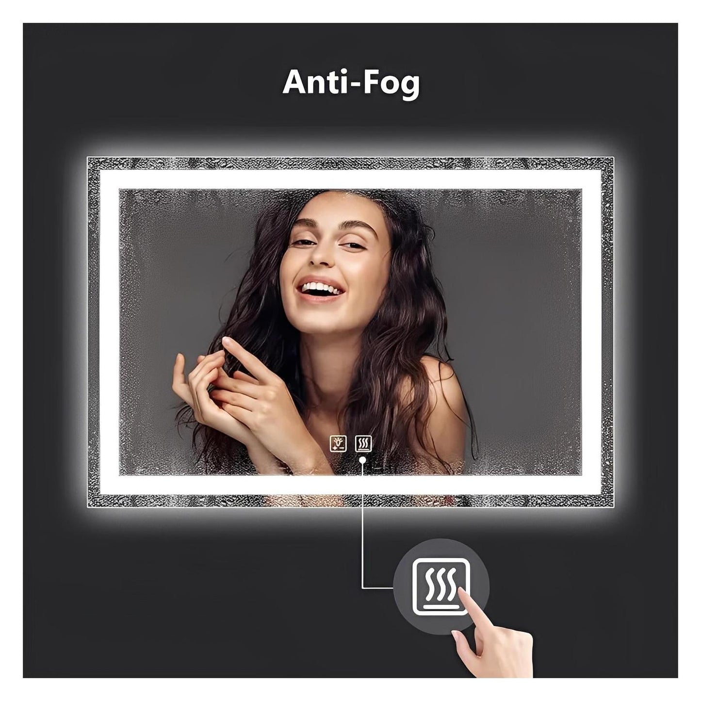 Center Glow and Backlit LED Bathroom Mirror (40 to 50 in) - Adjustable Brightness and Color Temperature - Anti-Fog