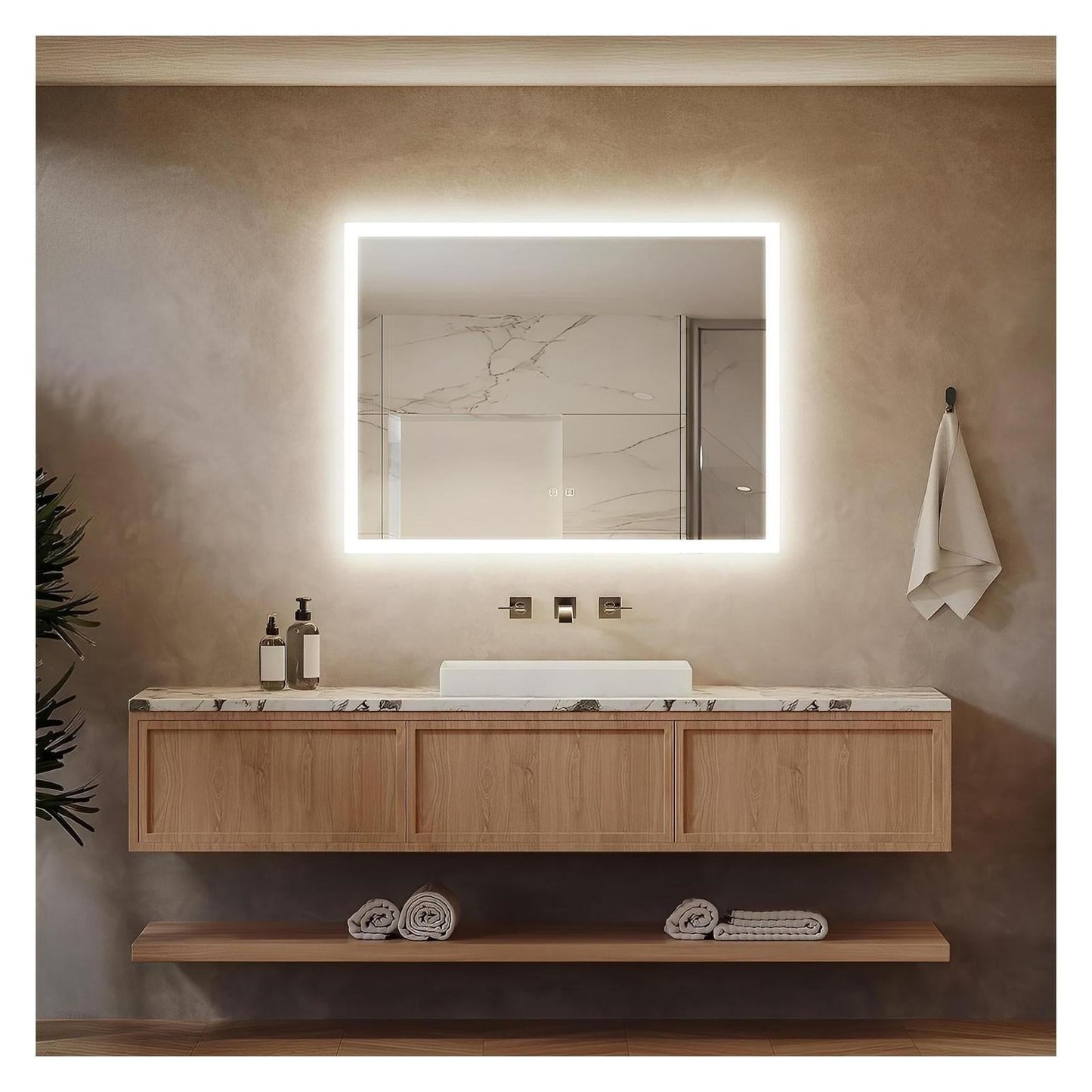 Standard Edge Glow LED Bathroom Mirror (40-50 in) - Adjustable Color & Temperature - Anti-Fog