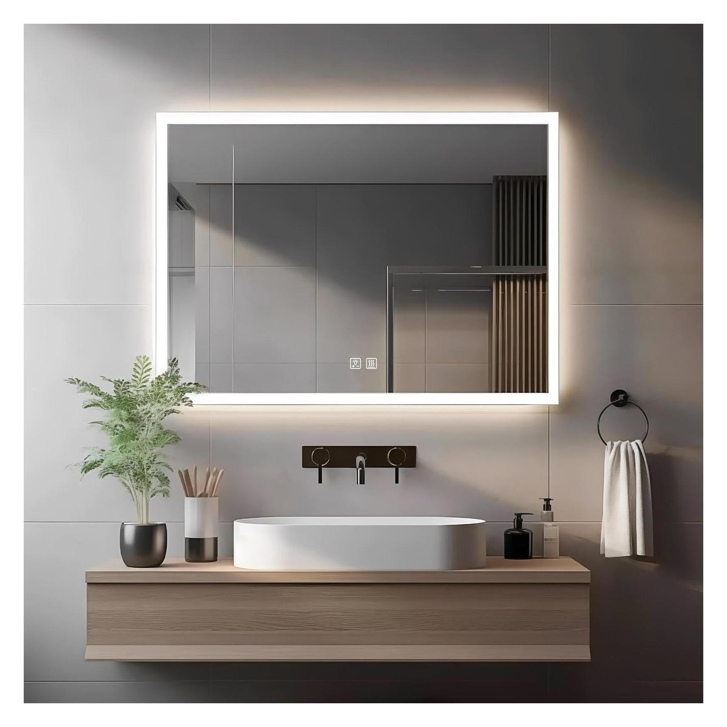 Standard Edge Glow LED Bathroom Mirror (40-50 in) - Adjustable Color & Temperature - Anti-Fog