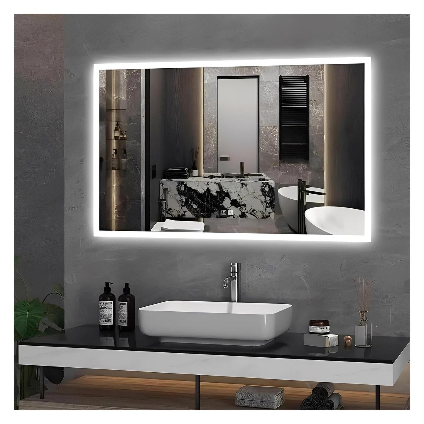 Standard Edge Glow LED Bathroom Mirror (40-50 in) - Adjustable Color & Temperature - Anti-Fog