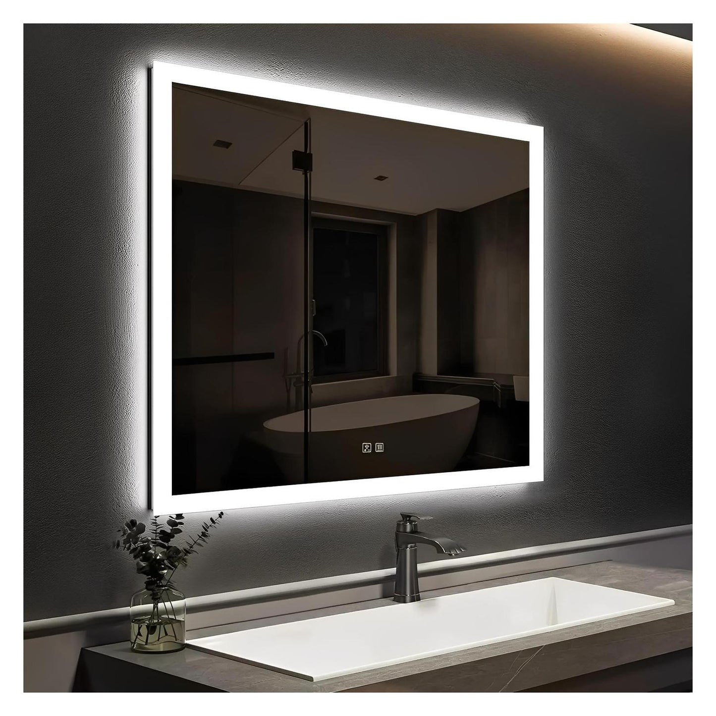 Standard Edge Glow LED Bathroom Mirror (40-50 in) - Adjustable Color & Temperature - Anti-Fog
