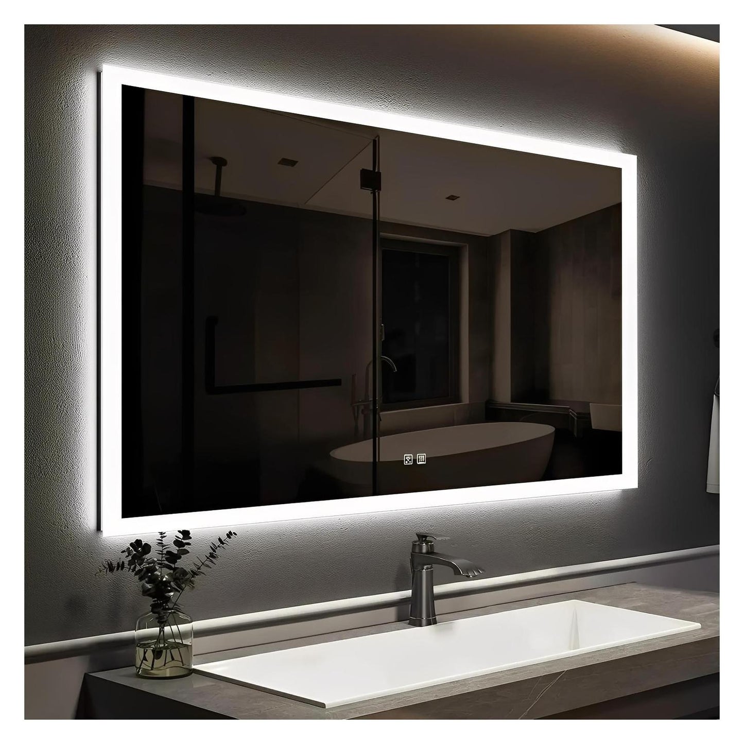 Standard Edge Glow LED Bathroom Mirror (40-50 in) - Adjustable Color & Temperature - Anti-Fog