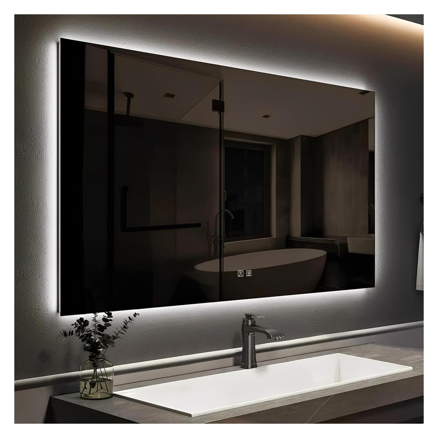 Standard Sleek Backlit LED Bathroom Mirror (40-50 in) - Adjustable Color & Temperature - Anti-Fog