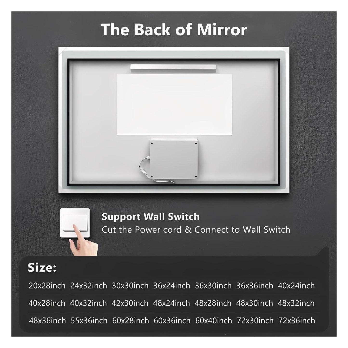 Standard Sleek Backlit LED Bathroom Mirror (40-50 in) - Adjustable Color & Temperature - Anti-Fog