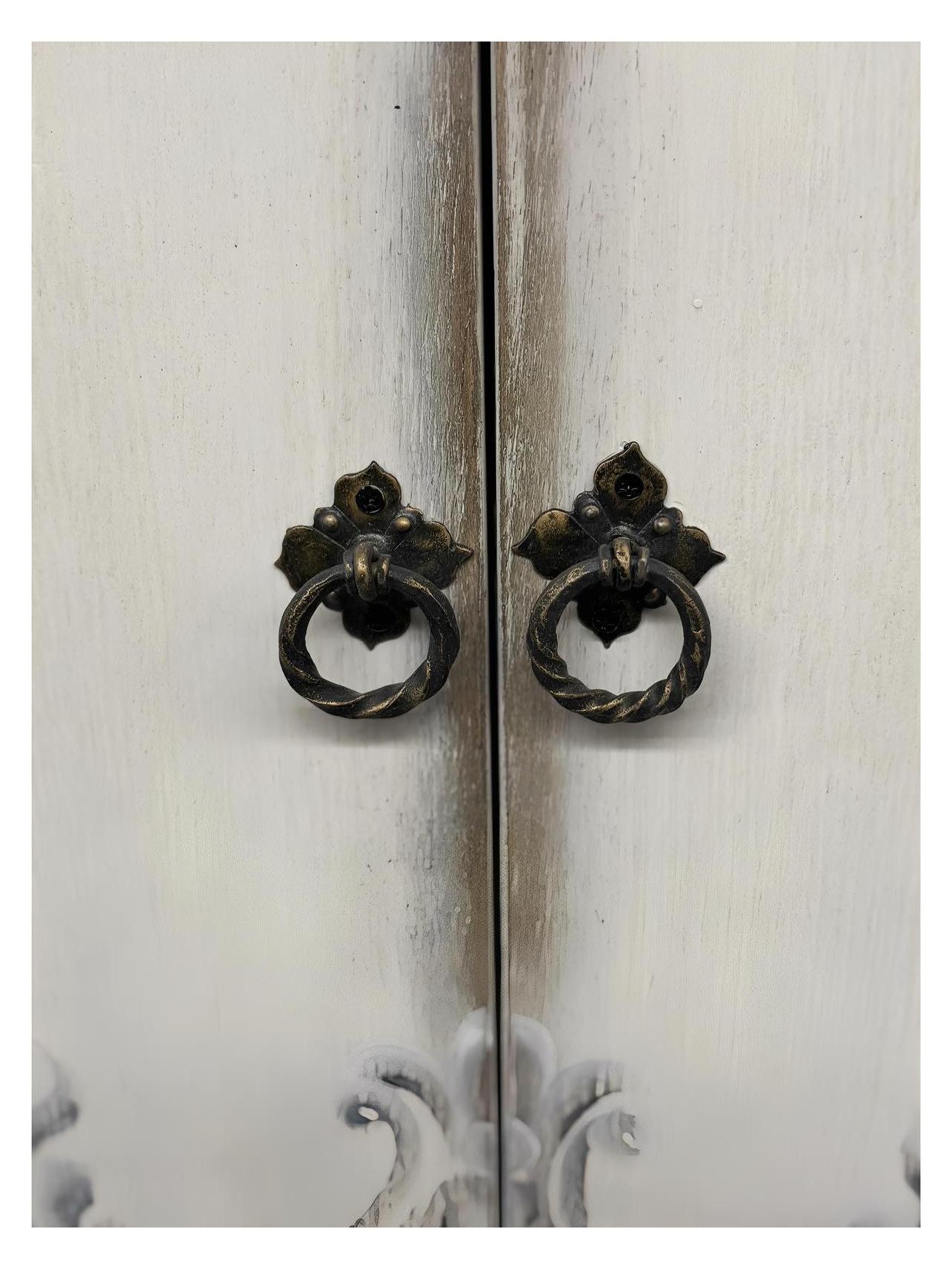 Marcilly-sur-Maulne Antique White Dining Room Buffet Table, Distressed Wood - 17.5 x 77.5 x 41.5