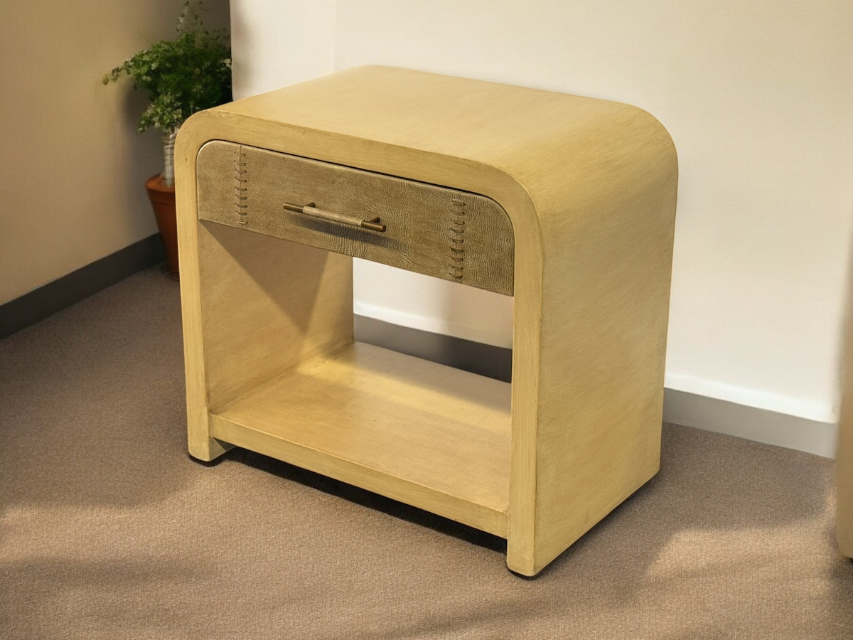 Bédoin Nightstands (2-Pack), Antique Gold Finish, Hand-Finished Stitch-Detail Drawer Front