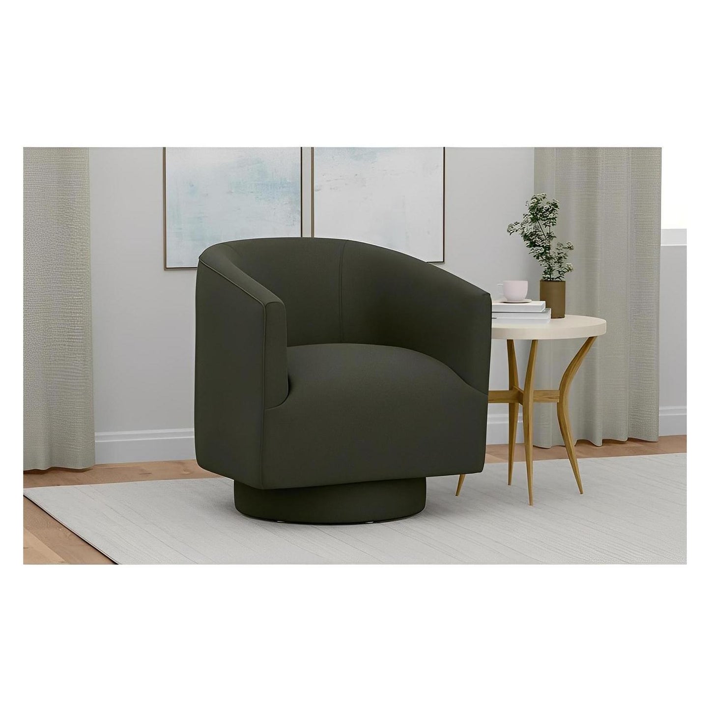 Green Upholstered Swivel Chair 360-Degree Contemporary Design (2-Pack)