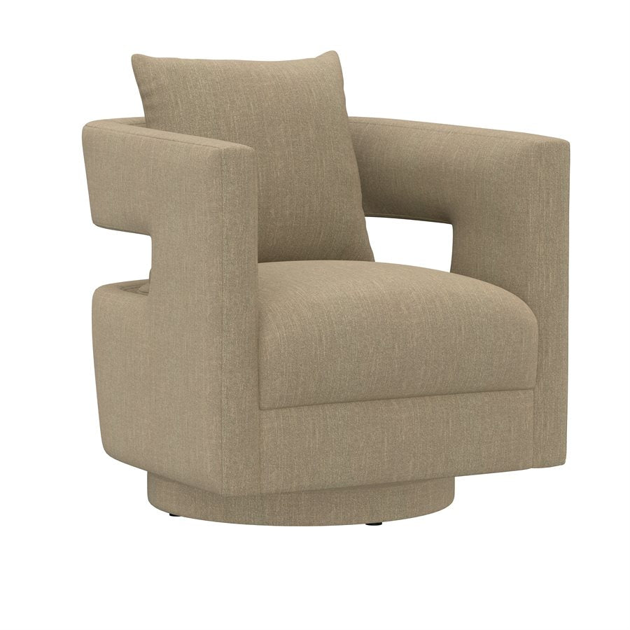 Tan Upholstered Swivel Chair 360-Degree Modern Style with Open Back (2-Pack)