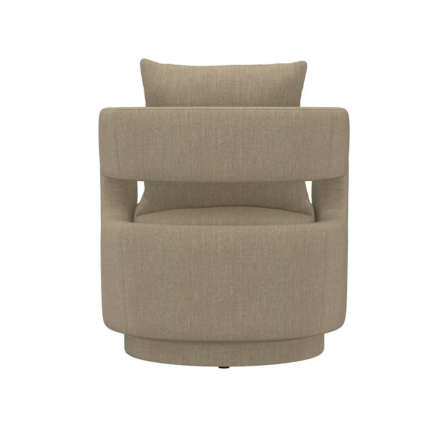 Tan Upholstered Swivel Chair 360-Degree Modern Style with Open Back (2-Pack)