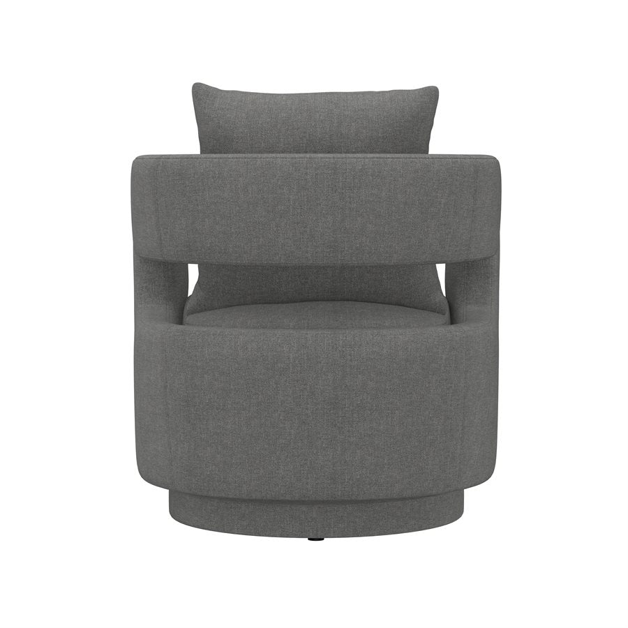 Gray Upholstered Swivel Chair 360-Degree Modern Style with Open Back (2-Pack)