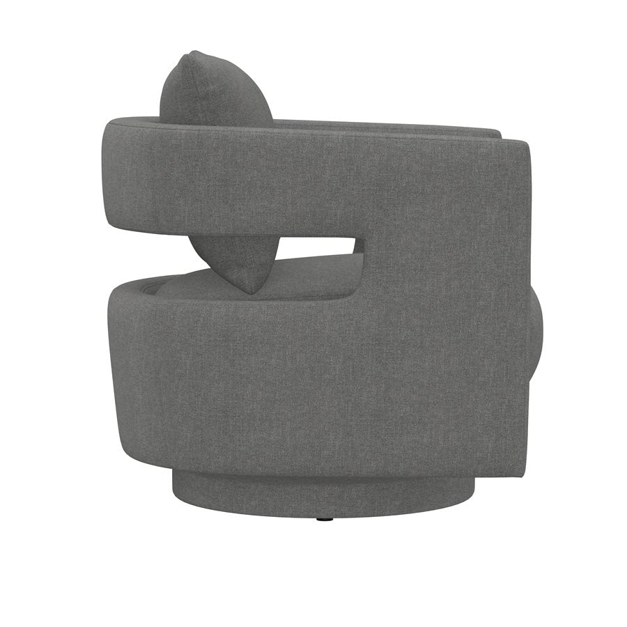 Gray Upholstered Swivel Chair 360-Degree Modern Style with Open Back (2-Pack)