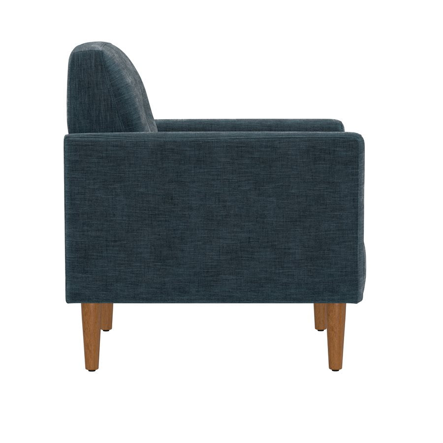 Blue Upholstered Accent Chair with Button Tufts and Arms (2-Pack)