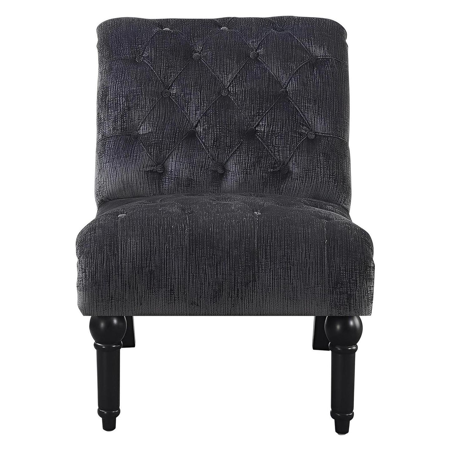 ARMLESS ACCENT CHAIR, DARK GREY, BUTTON TUFTED, LUXURY (2-Pack)