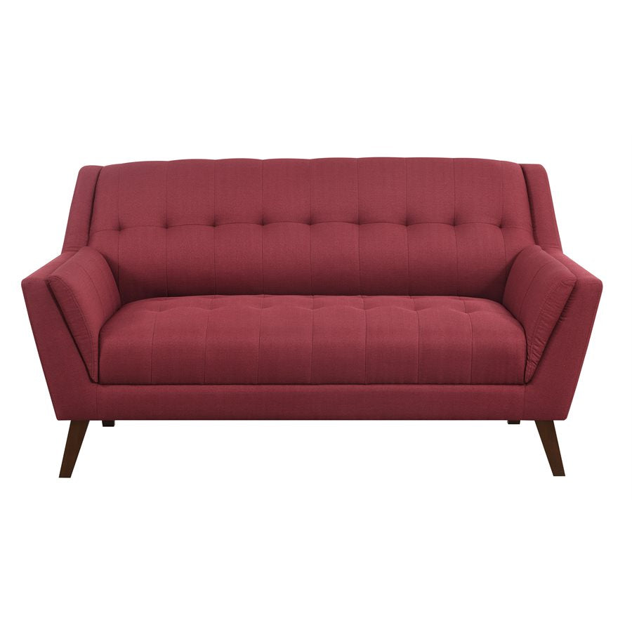LOVESEAT - RED - Mid-Century Modern, Tufted, Clean Lines