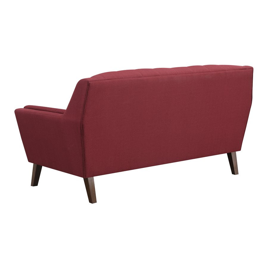 LOVESEAT - RED - Mid-Century Modern, Tufted, Clean Lines