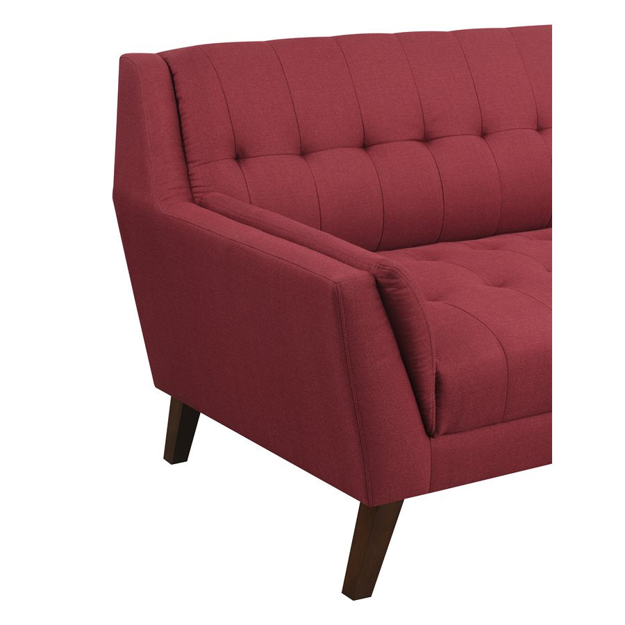 LOVESEAT - RED - Mid-Century Modern, Tufted, Clean Lines