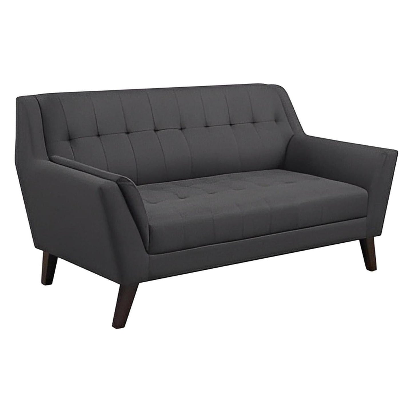 LOVESEAT - CHARCOAL - Mid-Century Modern, Tufted, Clean Lines