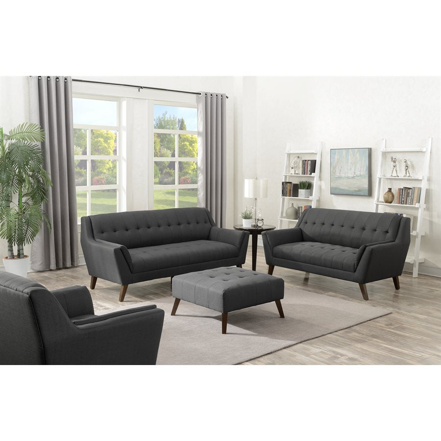 LOVESEAT - CHARCOAL - Mid-Century Modern, Tufted, Clean Lines
