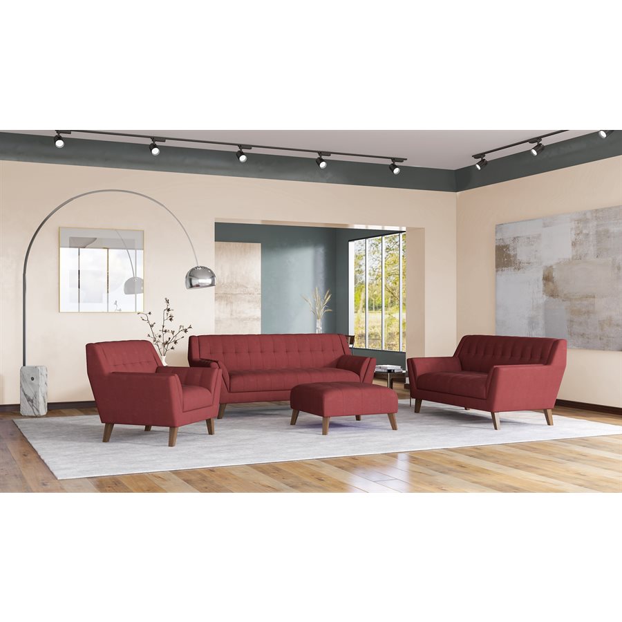 CHAIR - RED - Mid-Century Modern, Tufted, Clean Lines (2-Pack)