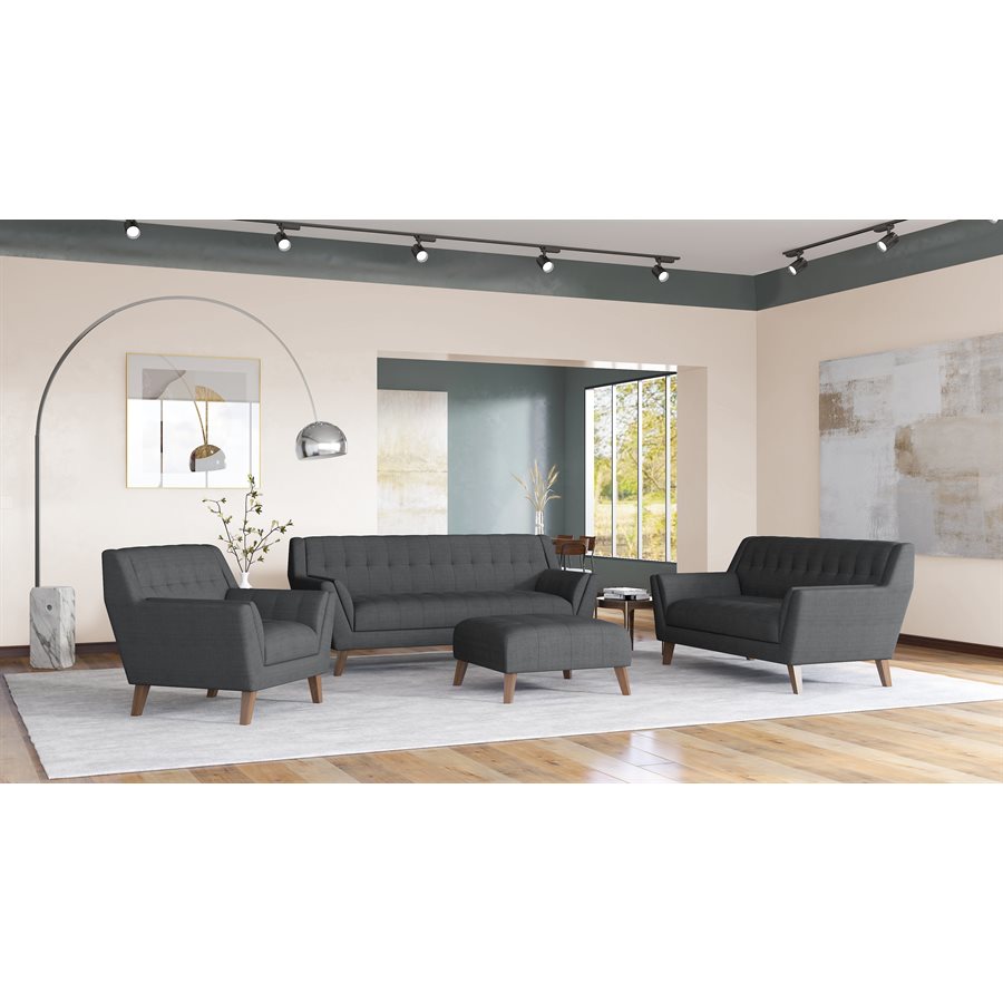 CHAIR - CHARCOAL - Mid-Century Modern, Tufted, Clean Lines (2-Pack)