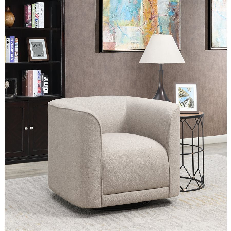 Beige Upholstered Swivel Chair 360-Degree Contemporary Design (2-Pack)