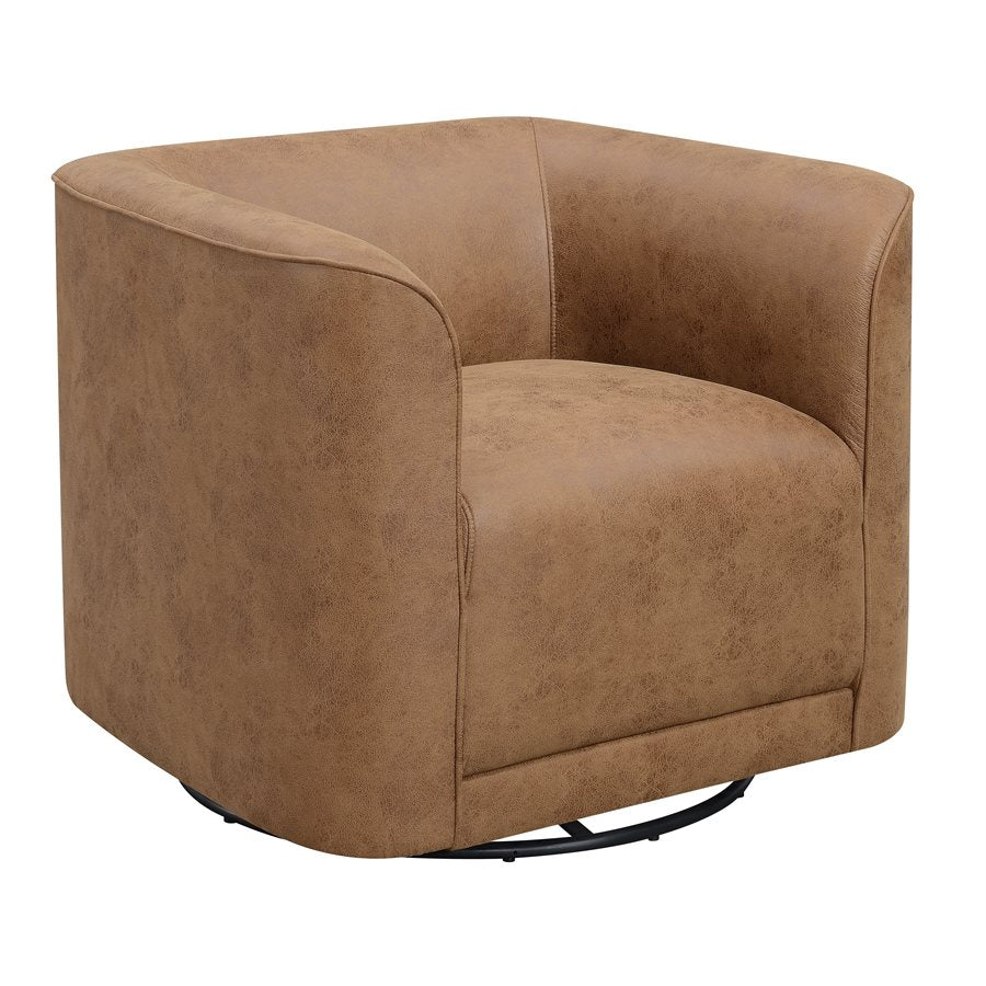 Saddle Brown Upholstered Swivel Chair 360-Degree Contemporary Design (2-Pack)