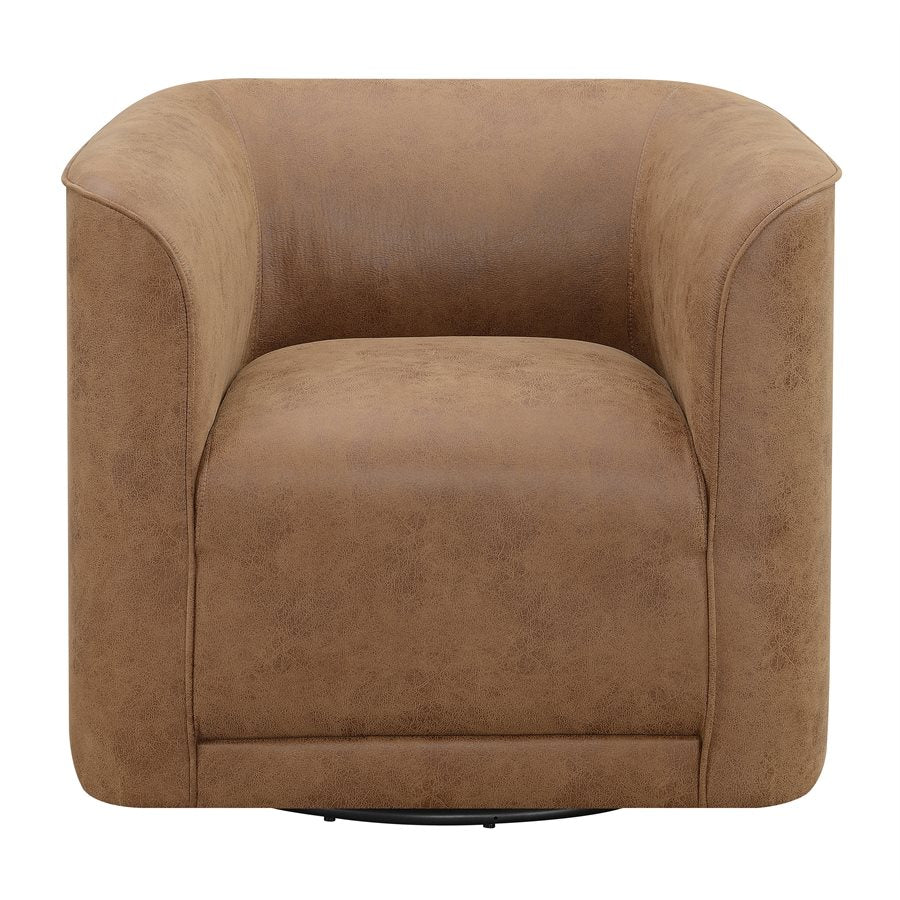 Saddle Brown Upholstered Swivel Chair 360-Degree Contemporary Design (2-Pack)