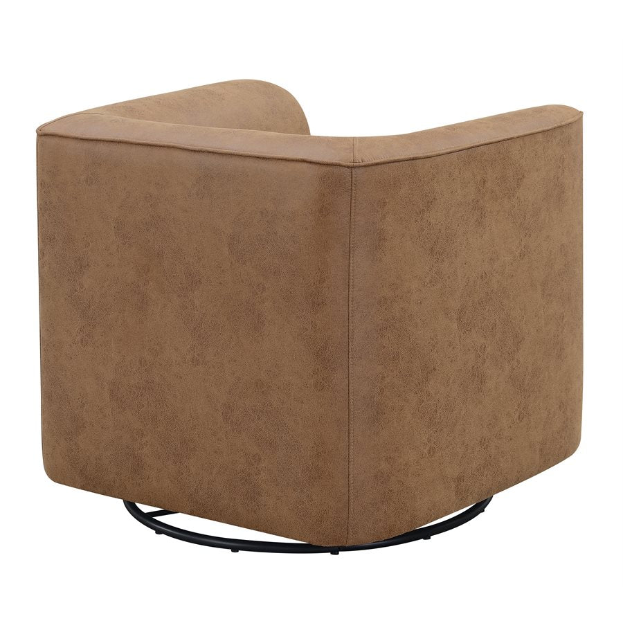 Saddle Brown Upholstered Swivel Chair 360-Degree Contemporary Design (2-Pack)
