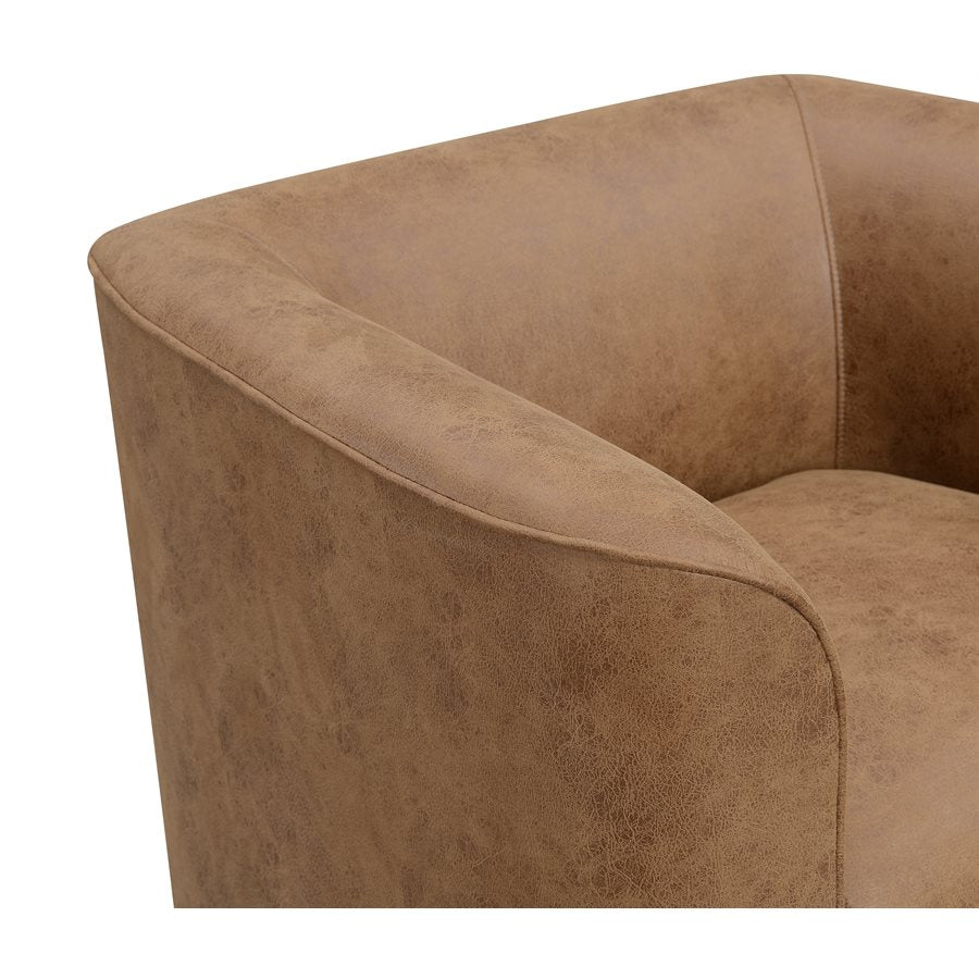 Saddle Brown Upholstered Swivel Chair 360-Degree Contemporary Design (2-Pack)
