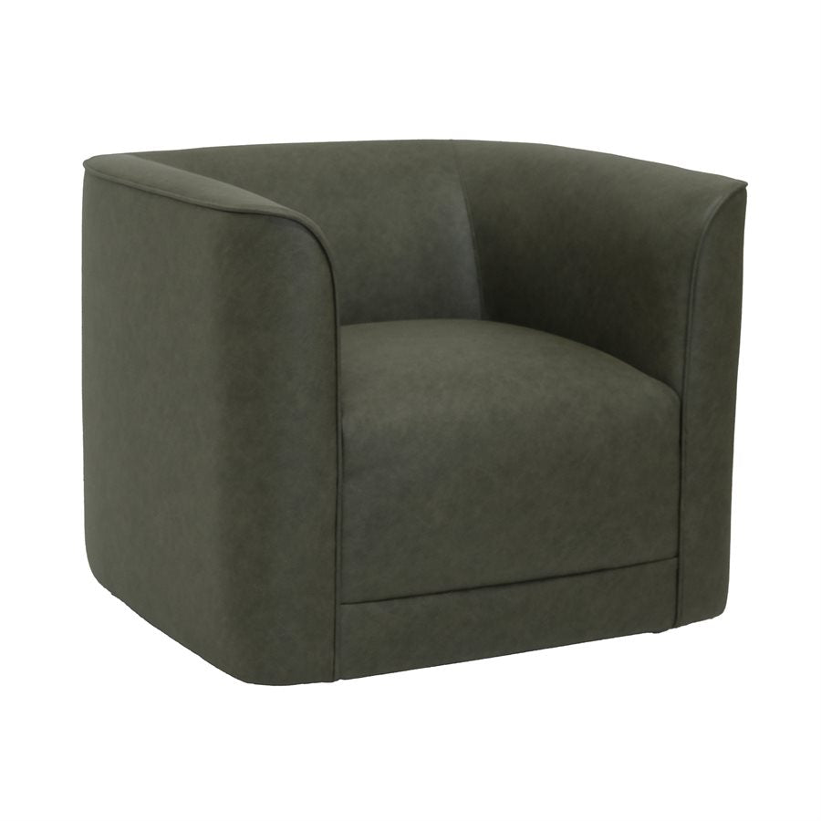 Olive Green Upholstered Swivel Chair 360-Degree Contemporary Design (2-Pack)