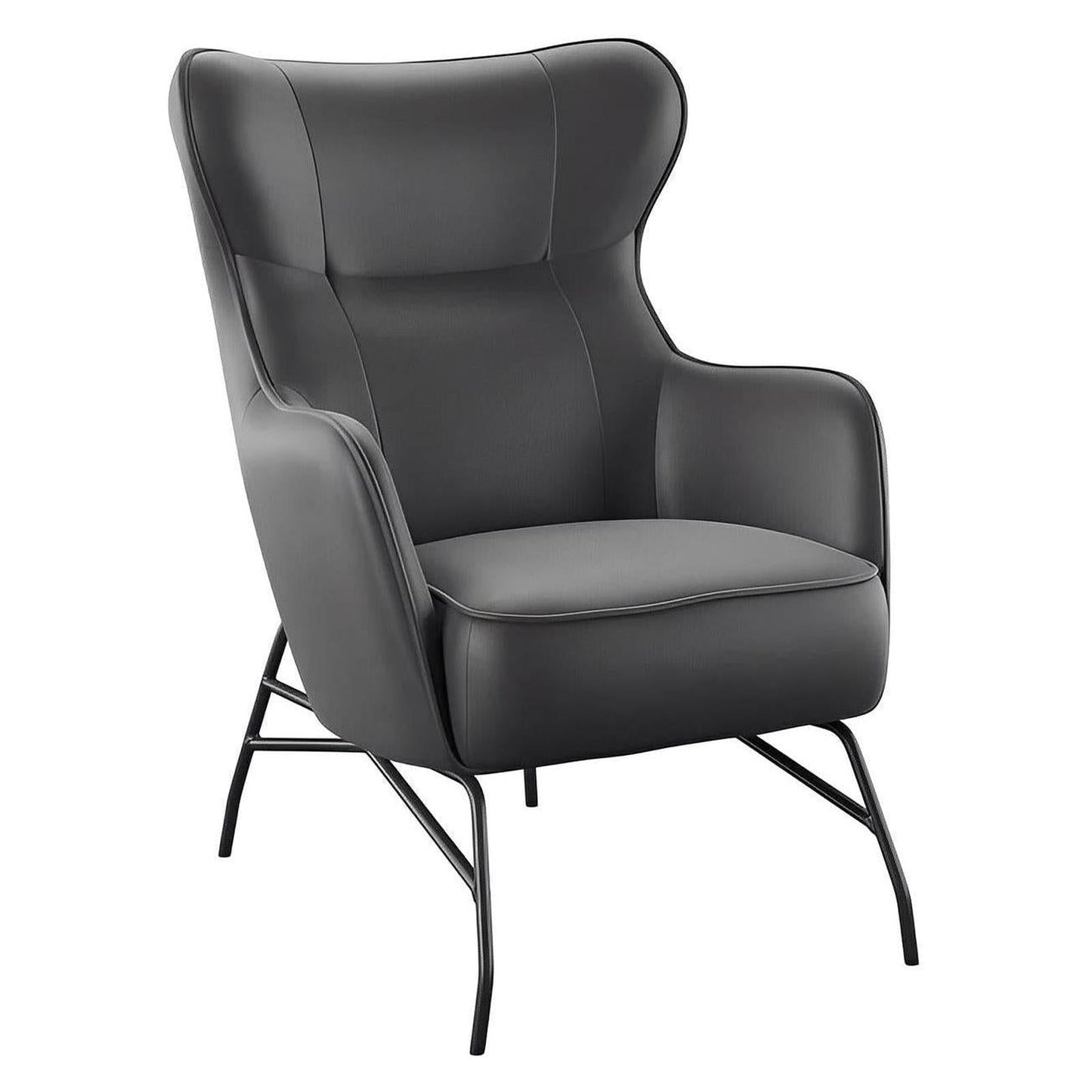 Black Faux Leather Accent Chair Contemporary Design (2-Pack)