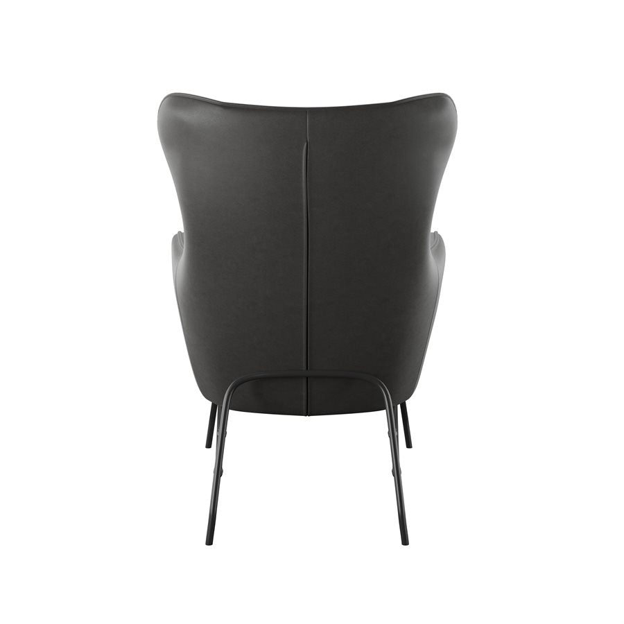 Black Faux Leather Accent Chair Contemporary Design (2-Pack)